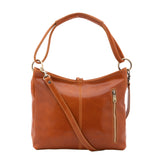 Borsa a spalla da donna 100% pelle 5541-Cognac I Fratelli