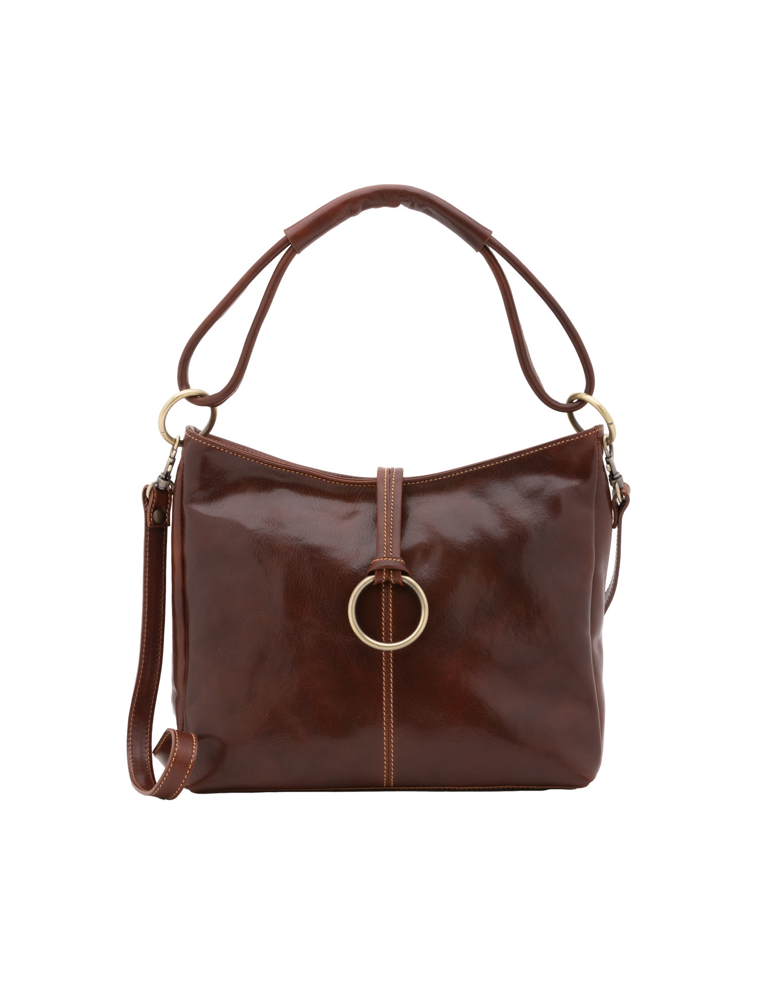 Borsa a spalla da donna 100% pelle 5541-Marrone I Fratelli