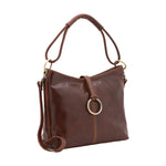 Borsa a spalla da donna 100% pelle 5541-Marrone I Fratelli