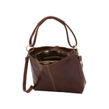 Borsa a spalla da donna 100% pelle 5541-Marrone I Fratelli