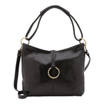 Borsa a spalla da donna 100% pelle 5541-Nero I Fratelli