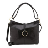 Borsa a spalla da donna 100% pelle 5541-Nero I Fratelli