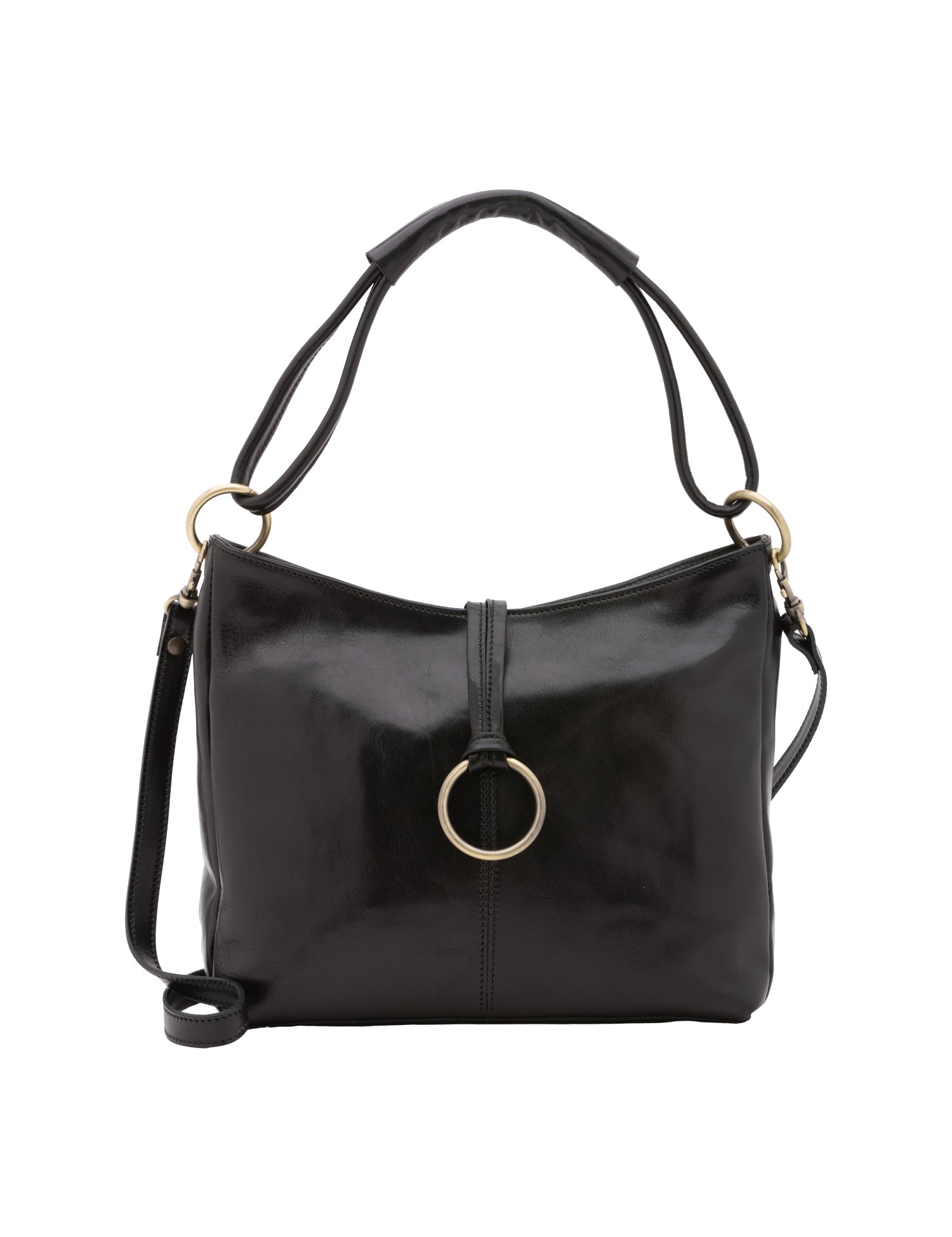 Borsa a spalla da donna 100% pelle 5541-Nero I Fratelli