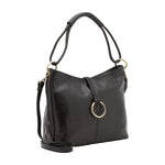 Borsa a spalla da donna 100% pelle 5541-Nero I Fratelli