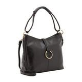 Borsa a spalla da donna 100% pelle 5541-Nero I Fratelli