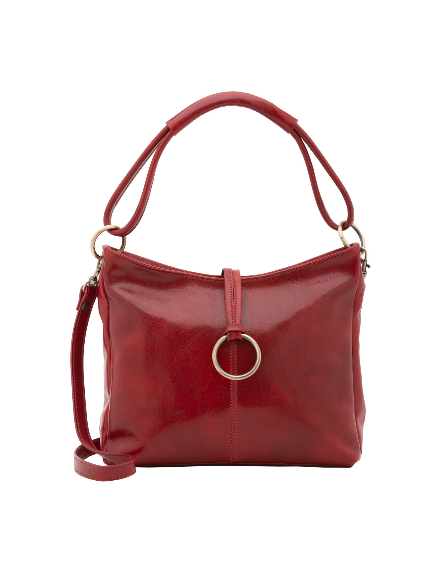 Borsa a spalla da donna 100% pelle 5541-Rosso I Fratelli