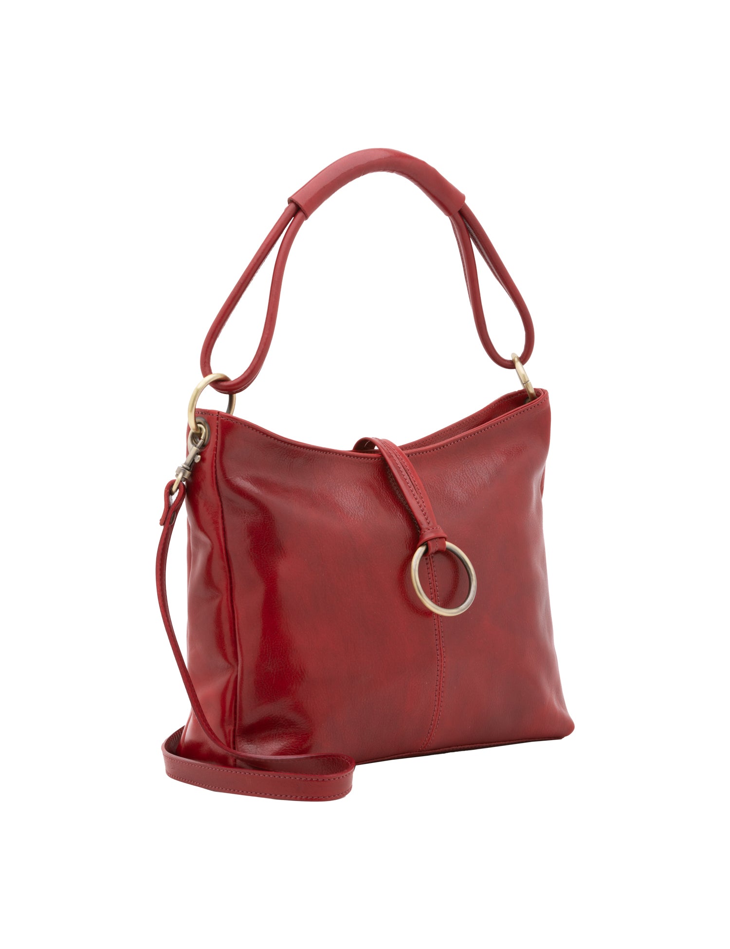 Borsa a spalla da donna 100% pelle 5541-Rosso I Fratelli
