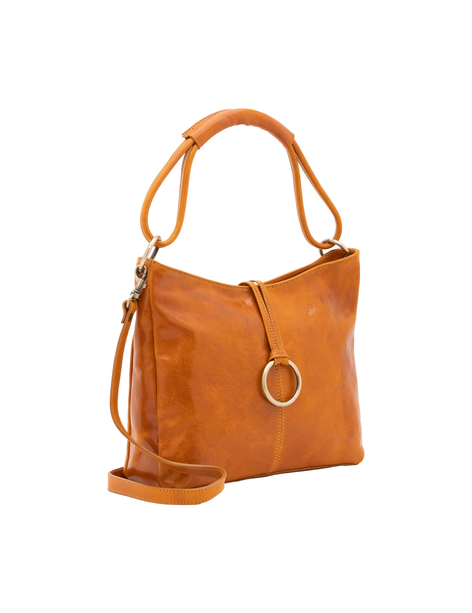 Borsa a spalla da donna 100% pelle 5541-Senape I Fratelli