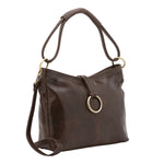 Borsa a spalla da donna 100% pelle 5541-Tmoro I Fratelli
