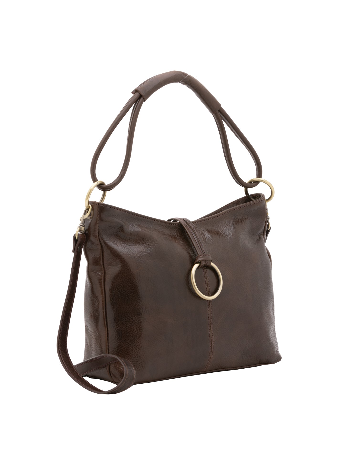 Borsa a spalla da donna 100% pelle 5541-Tmoro I Fratelli
