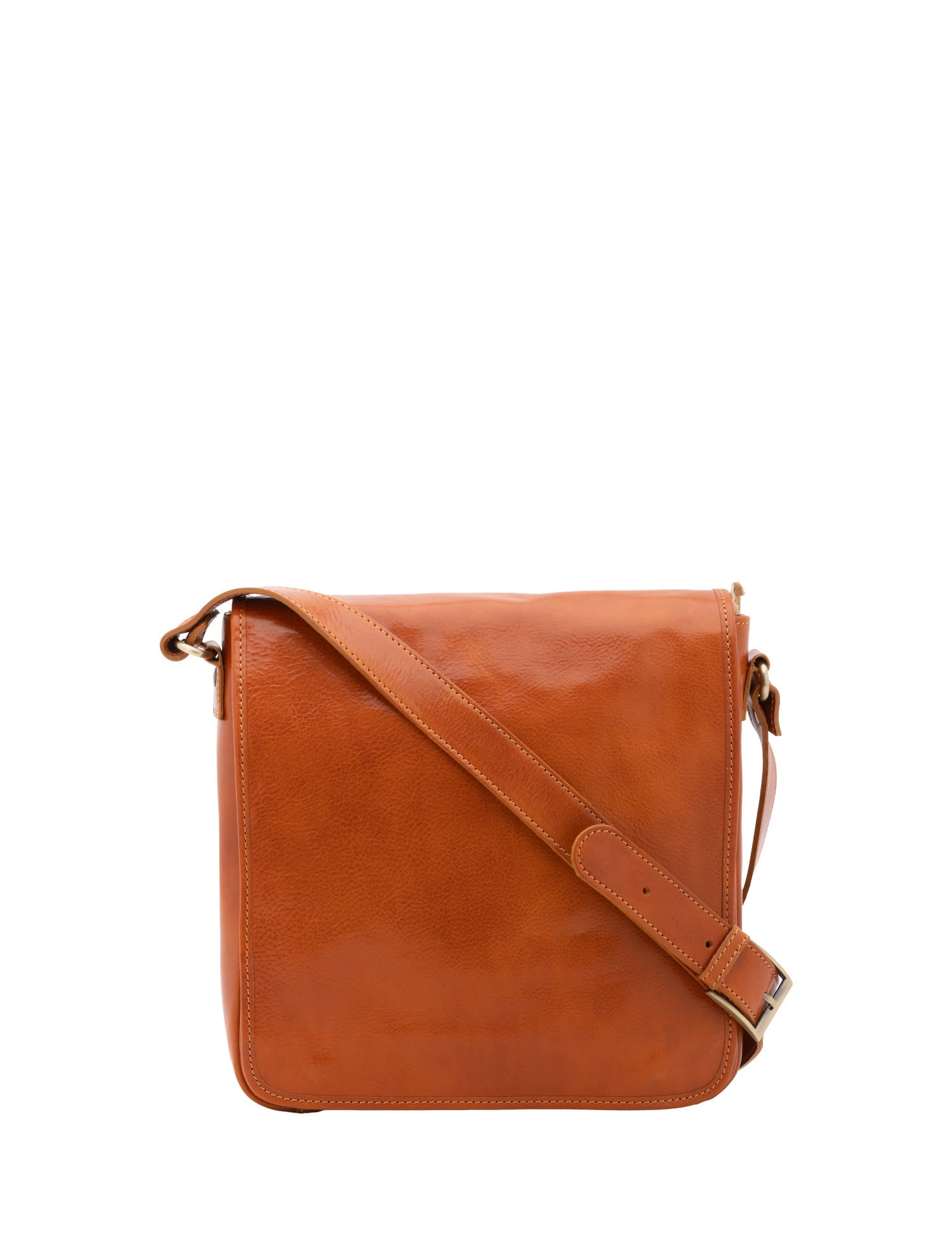 Borsa a tracolla da uomo in vera pelle Made in Italy 5543-Cognac I Fratelli