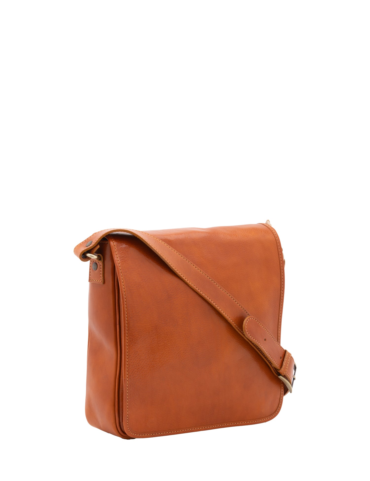 Borsa a tracolla da uomo in vera pelle Made in Italy 5543-Cognac I Fratelli