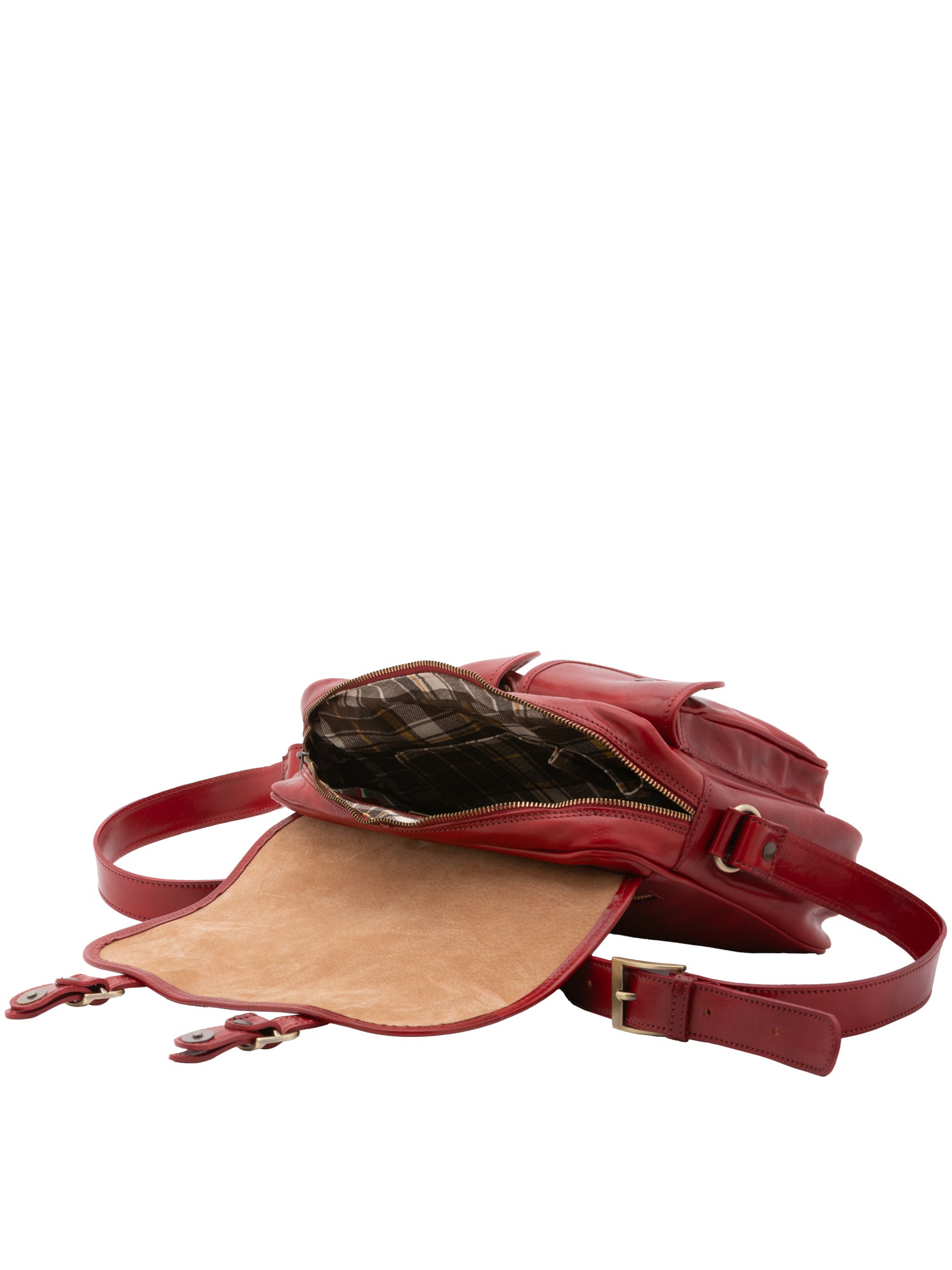 Borsa a tracolla da donna Vera pelle 5545-Rosso I Fratelli
