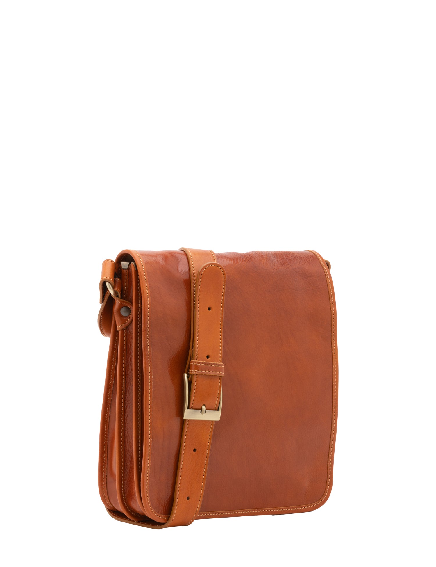 Borsa a tracolla uomo in vera pelle Made in Italy 5550-Cognac I Fratelli