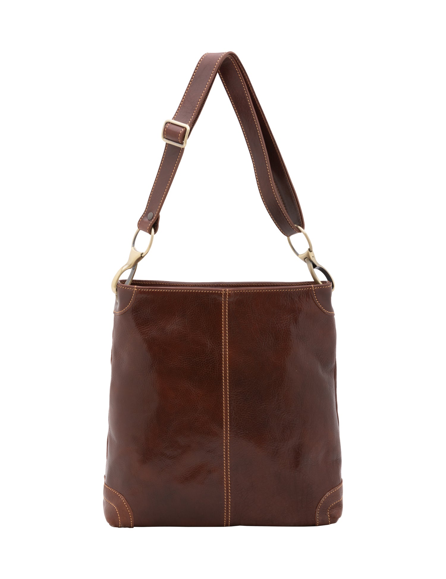Borsa a spalla da donna 100% pelle 5553-Marrone I Fratelli