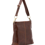 Borsa a spalla da donna 100% pelle 5553-Marrone I Fratelli