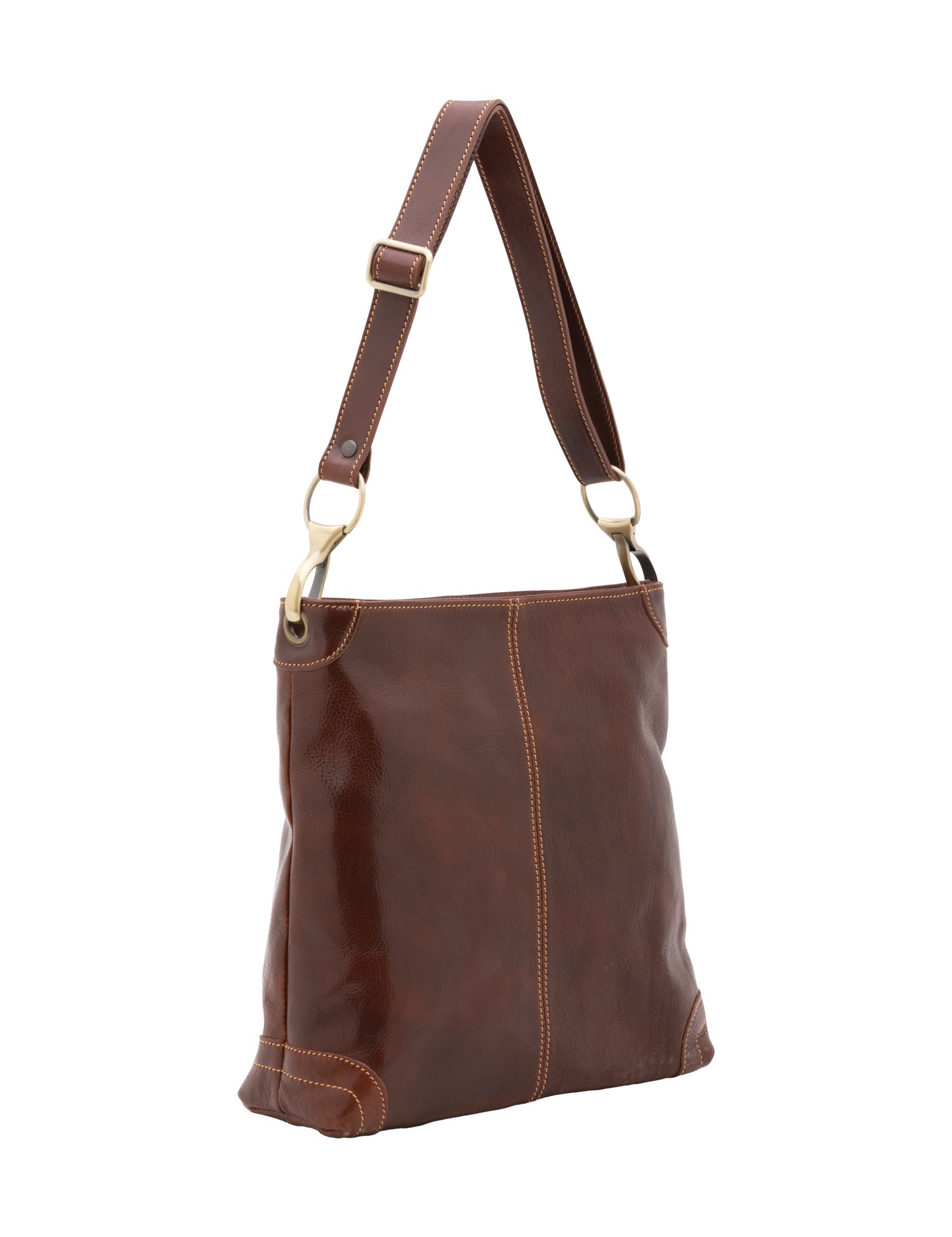 Borsa a spalla da donna 100% pelle 5553-Marrone I Fratelli