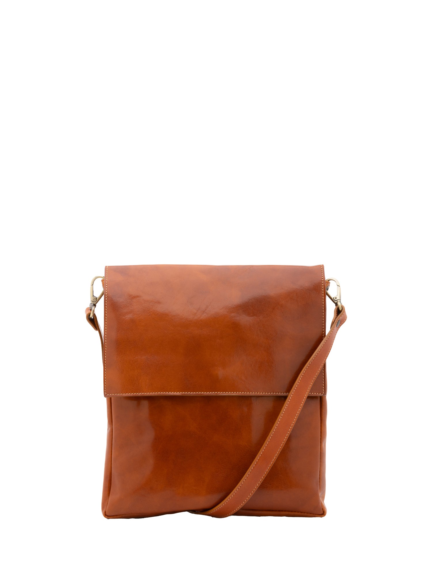 Borsa a tracolla uomo in vera pelle Made in Italy 5555-Cognac I Fratelli