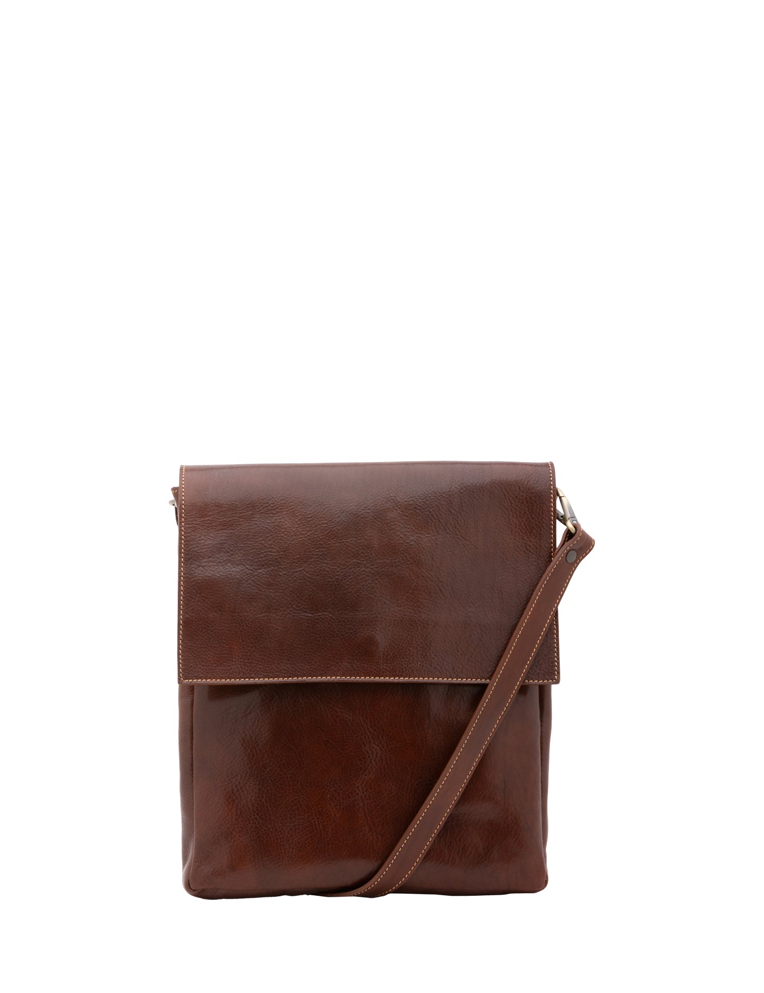 Borsa a tracolla uomo in vera pelle Made in Italy 5555-Marrone I Fratelli