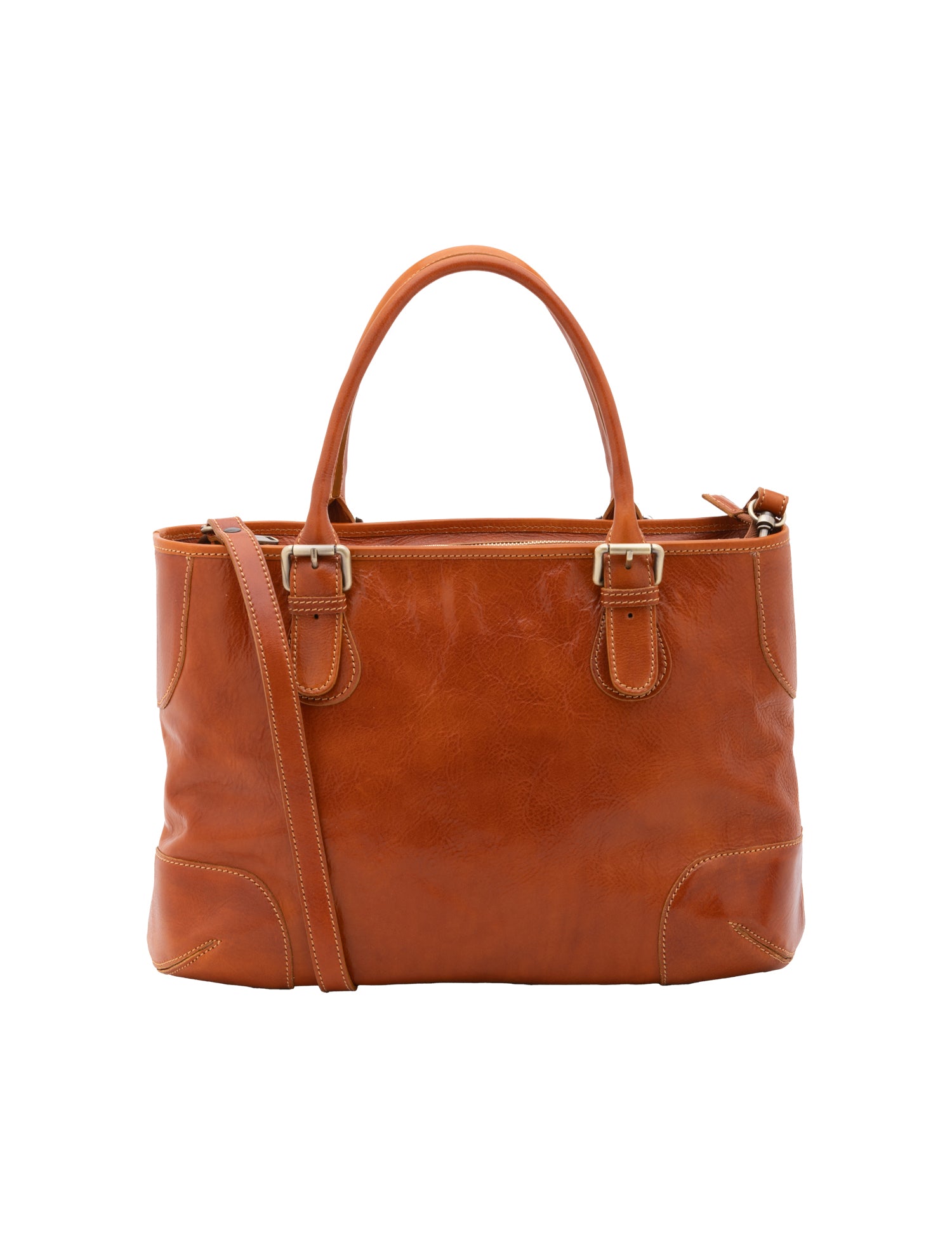 Borsa a tracolla da donna 100% pelle 5566-Cognac I Fratelli