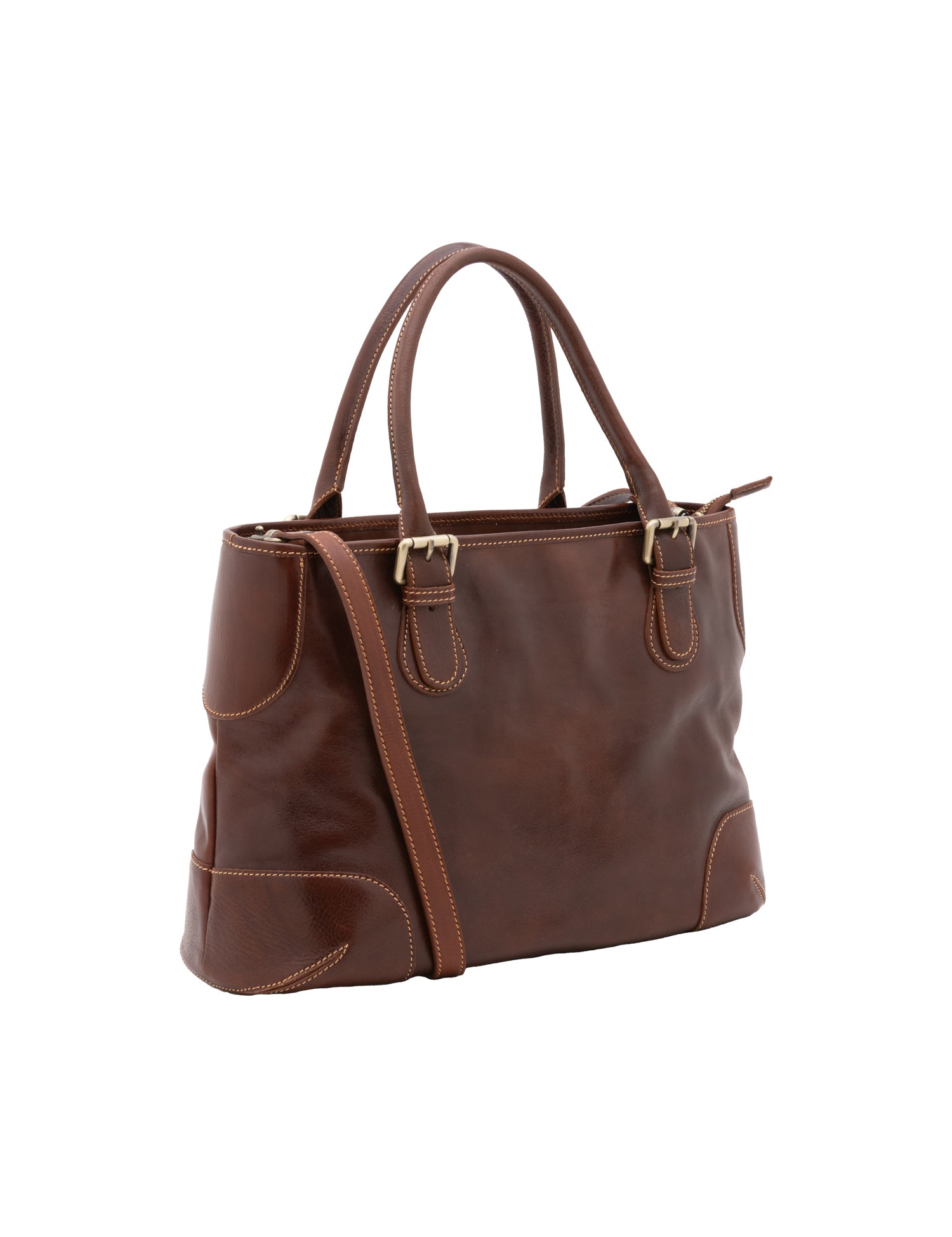 Borsa a tracolla da donna 100% pelle 5566-Marrone I Fratelli