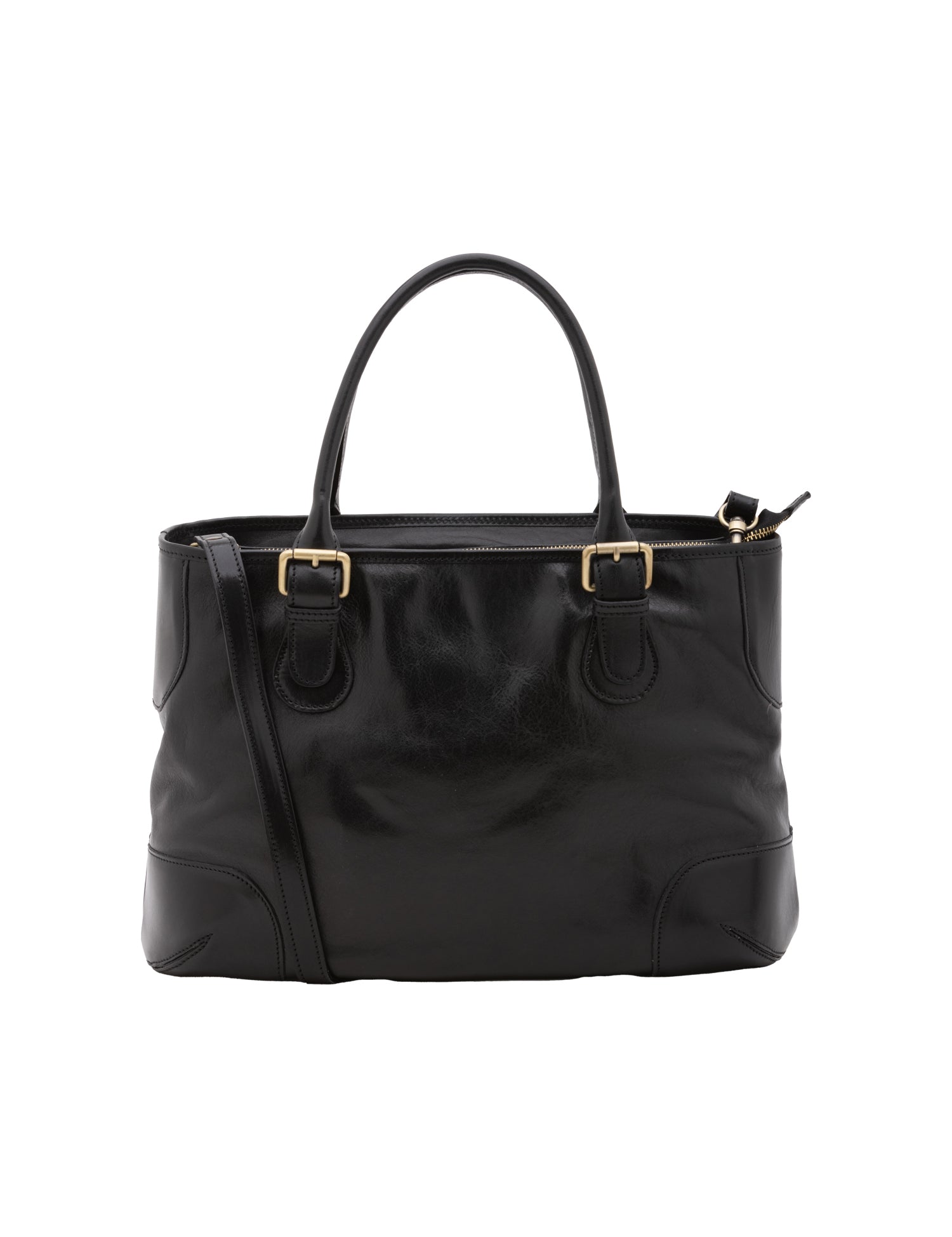 Borsa a tracolla da donna 100% pelle 5566-Nero I Fratelli