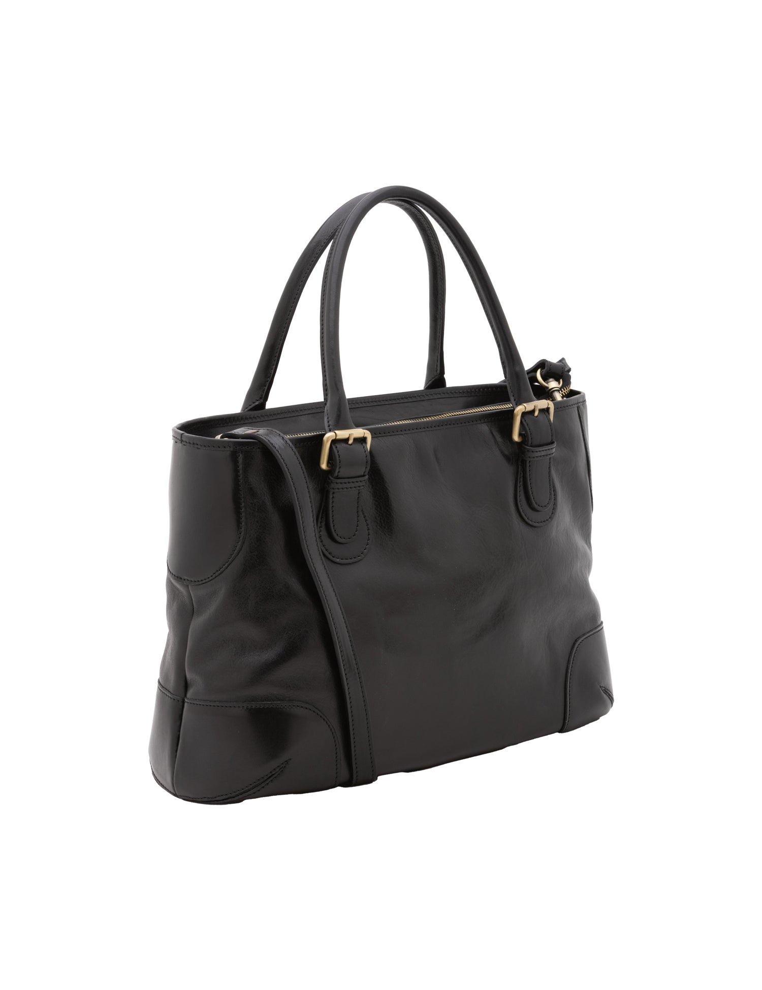 Borsa a tracolla da donna 100% pelle 5566-Nero I Fratelli