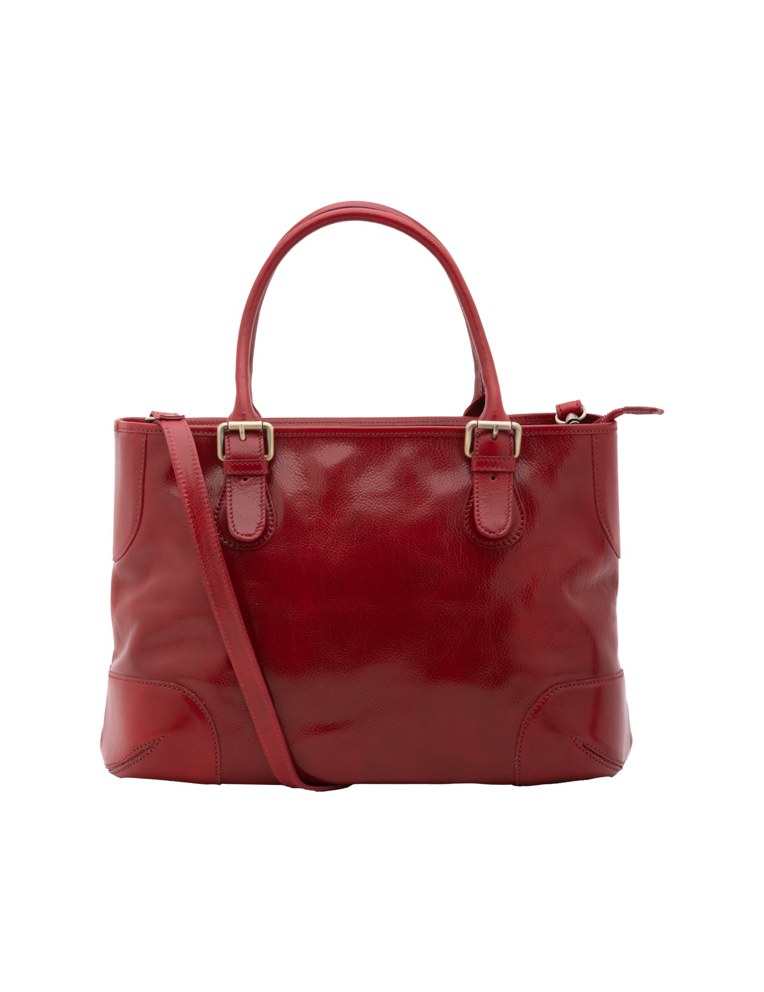 Borsa a tracolla da donna 100% pelle 5566-Rosso I Fratelli