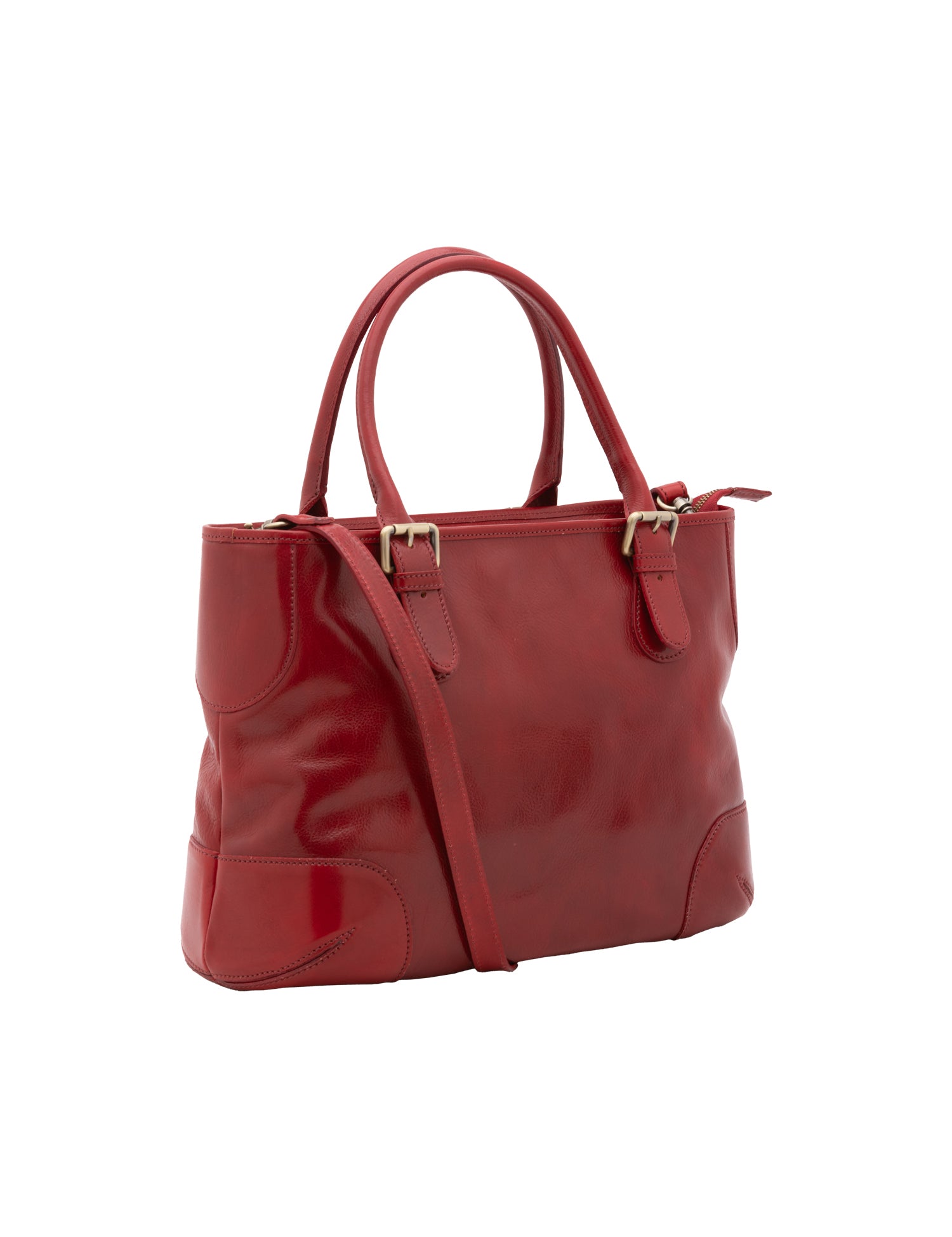 Borsa a tracolla da donna 100% pelle 5566-Rosso I Fratelli