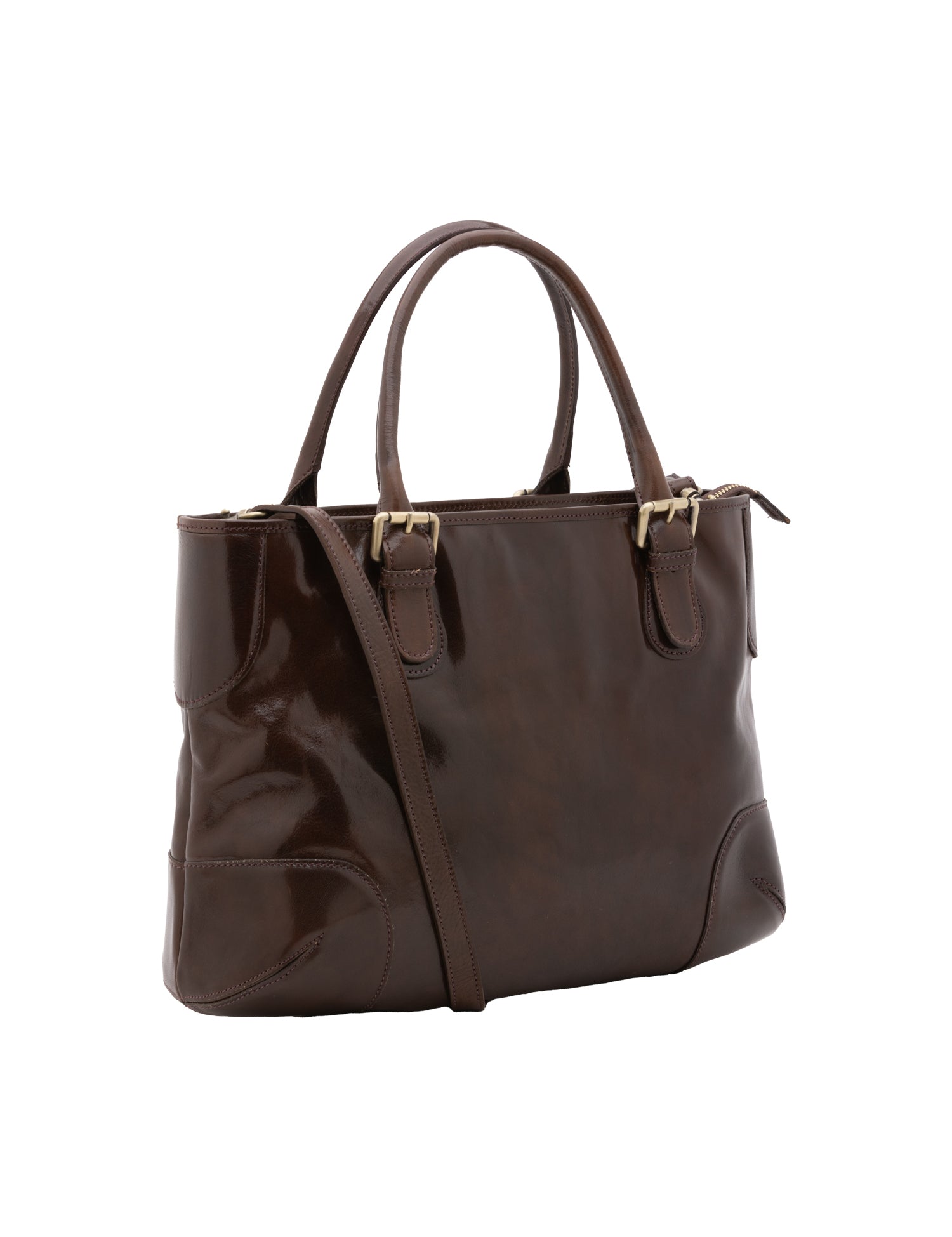 Borsa a tracolla da donna 100% pelle 5566-Tmoro I Fratelli