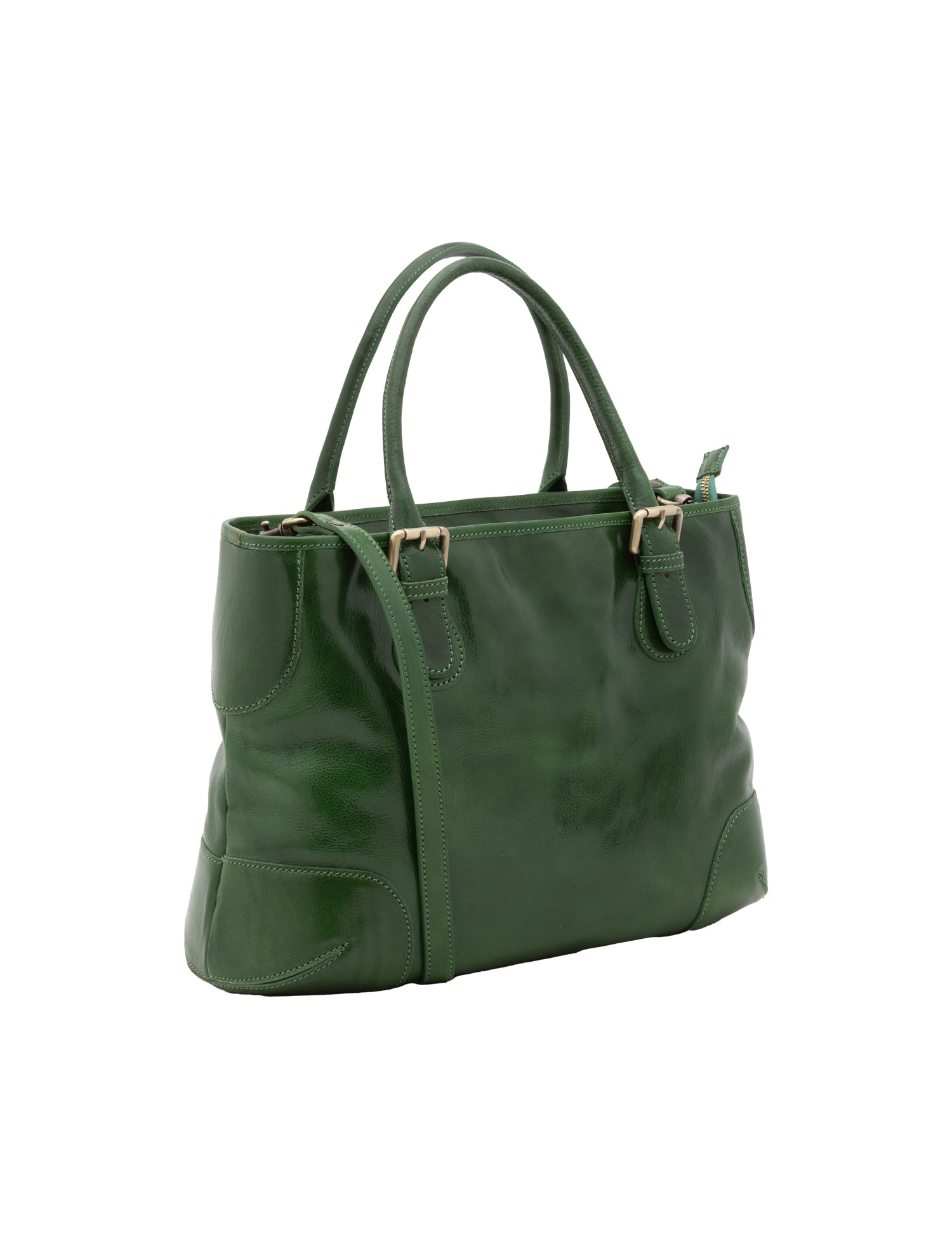 Borsa a tracolla da donna 100% pelle 5566-Verde I Fratelli