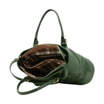 Borsa a tracolla da donna 100% pelle 5566-Verde I Fratelli