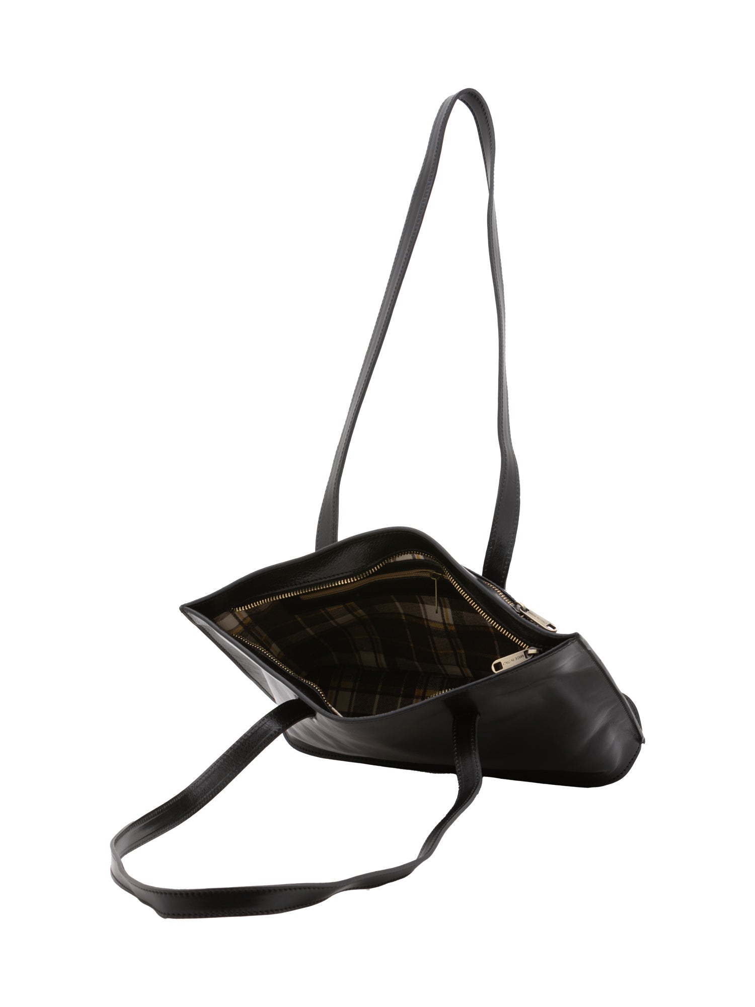 Borsa a spalla da donna 100% pelle 5571-Nero I Fratelli