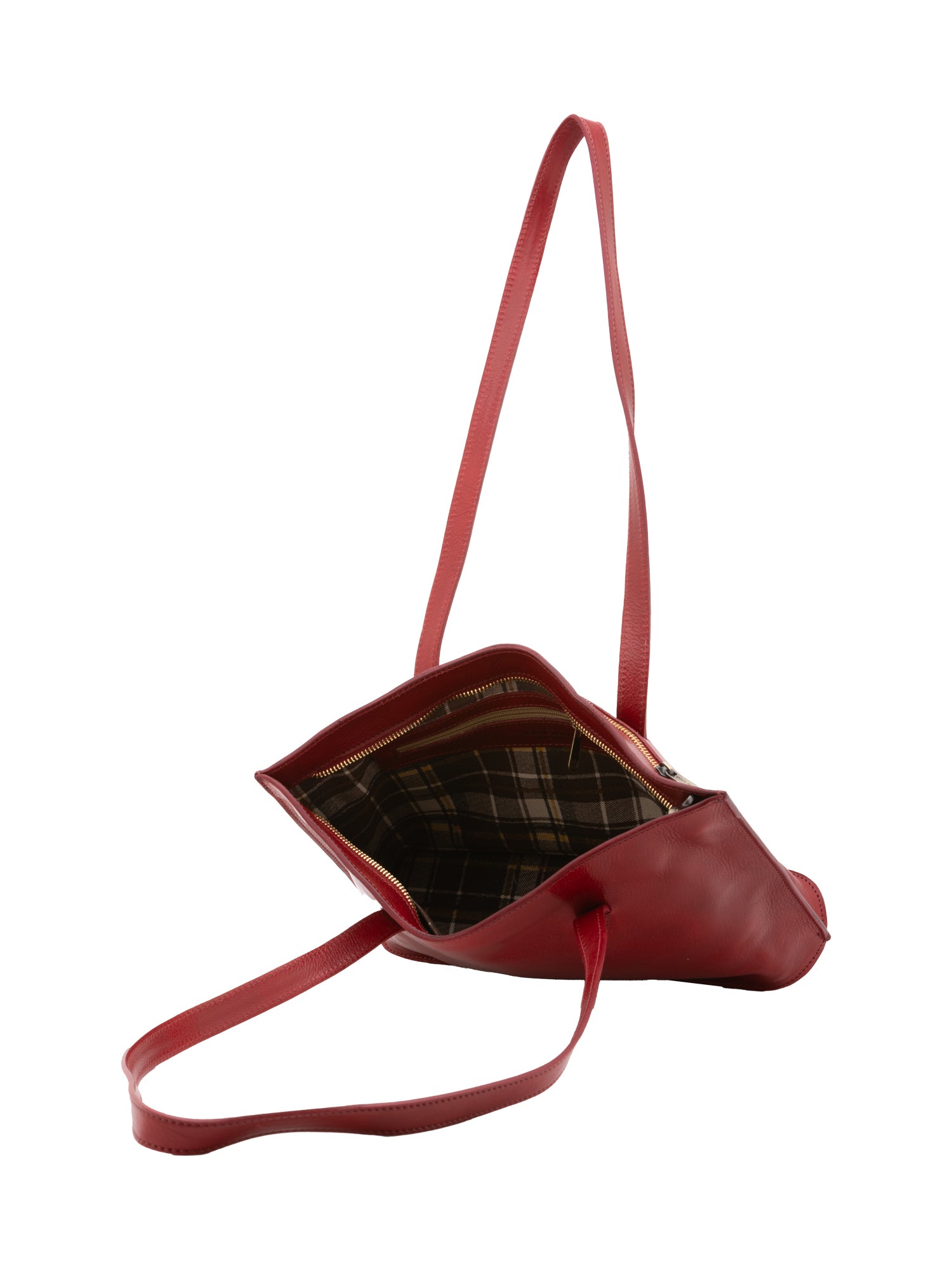 Borsa a spalla da donna 100% pelle 5571-Rosso I Fratelli
