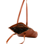 Borsa a spalla da donna 100% pelle 5572-Cognac I Fratelli
