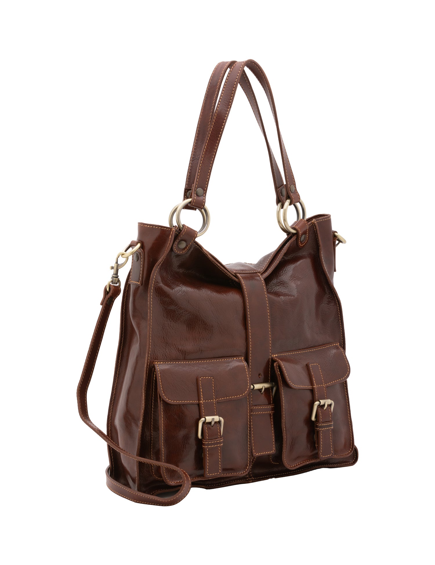 Borsa a spalla da donna Vera pelle 5574-Marrone I Fratelli