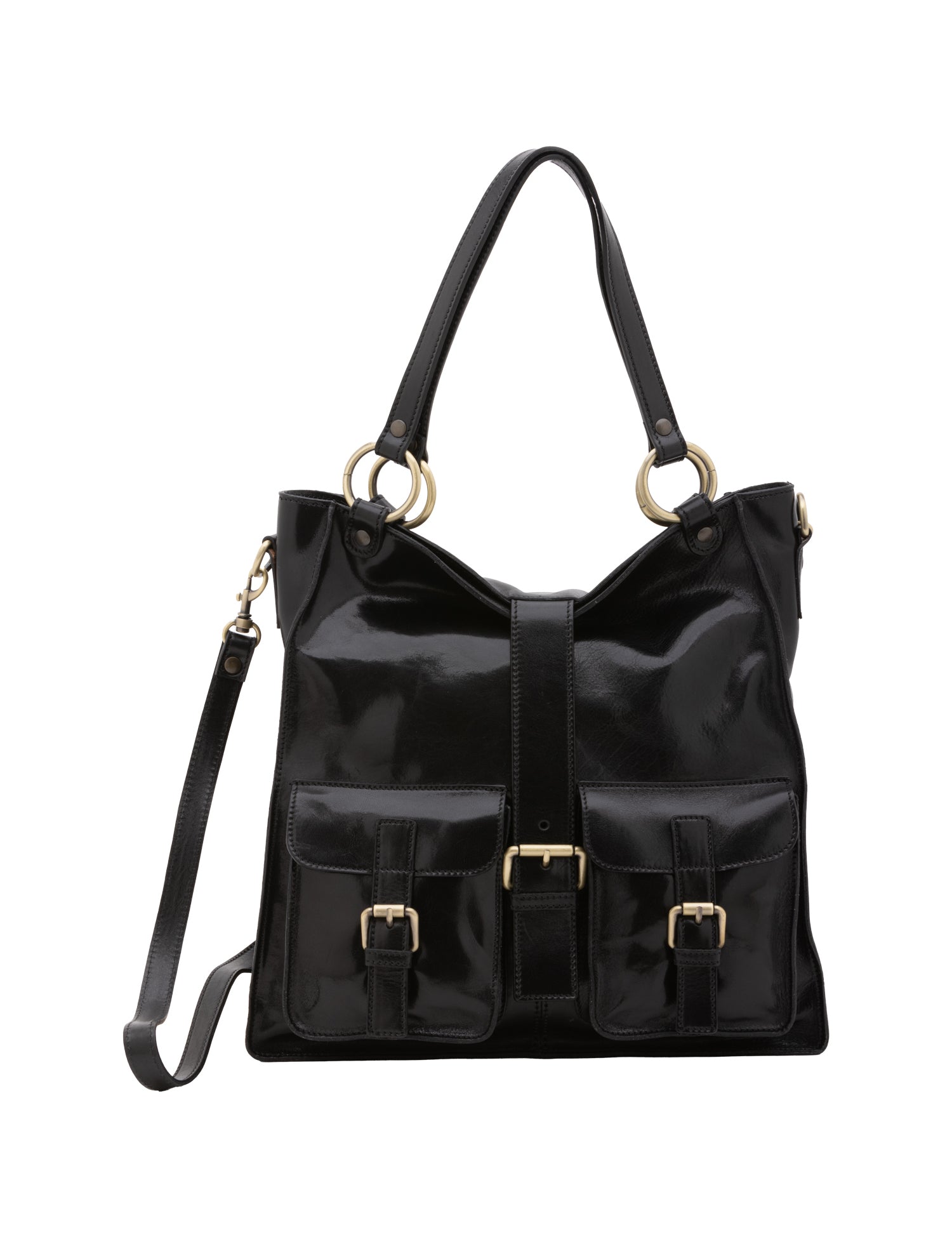 Borsa a spalla da donna Vera pelle 5574-Nero I Fratelli