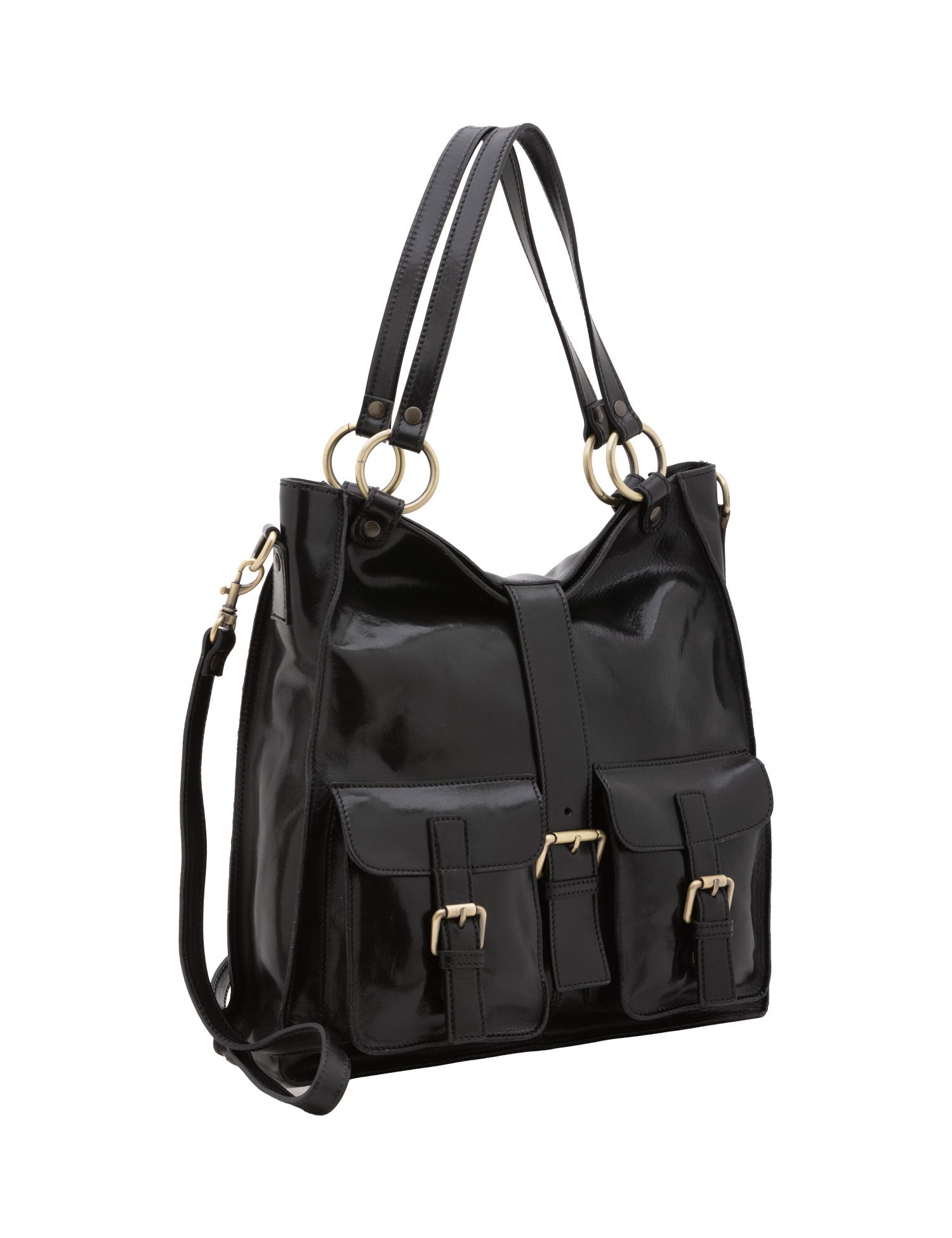 Borsa a spalla da donna Vera pelle 5574-Nero I Fratelli