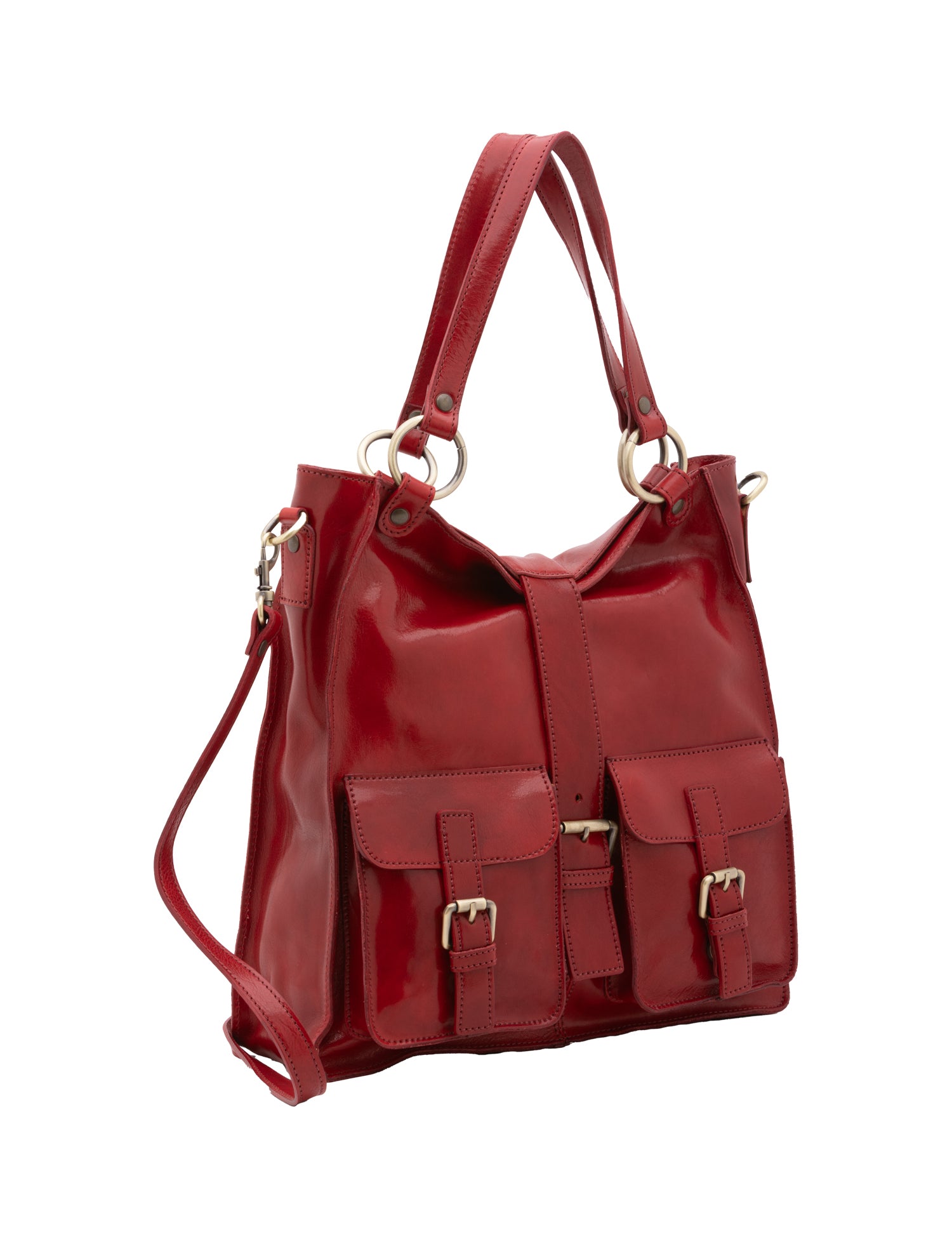 Borsa a spalla da donna Vera pelle 5574-Rosso I Fratelli