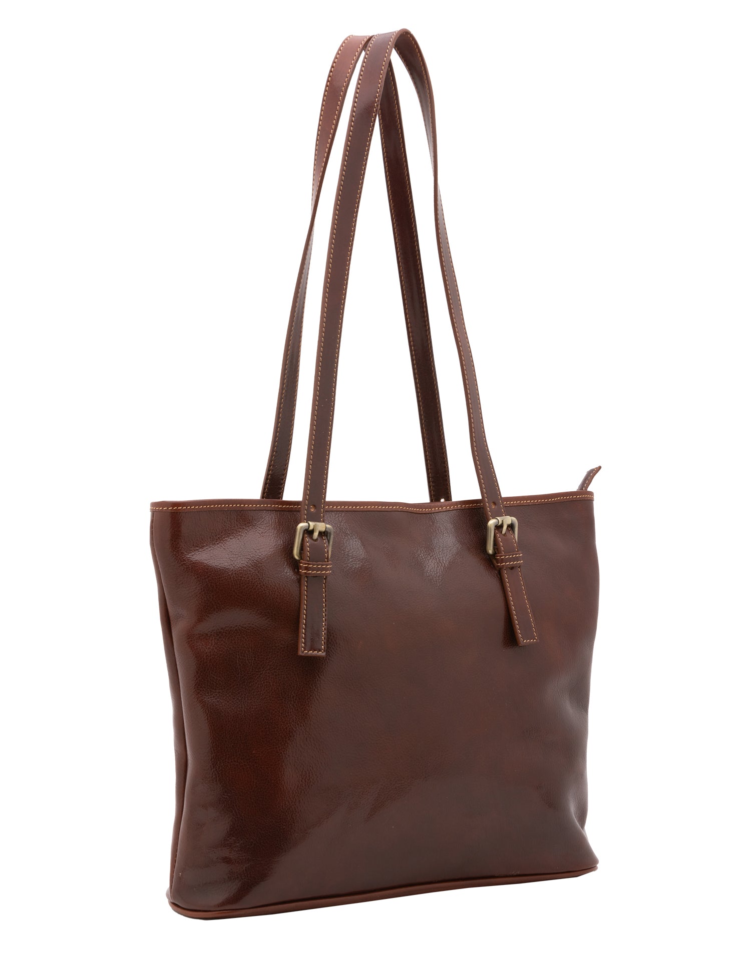 Borsa a spalla da donna 100% vera pelle 5576-Marrone I Fratelli