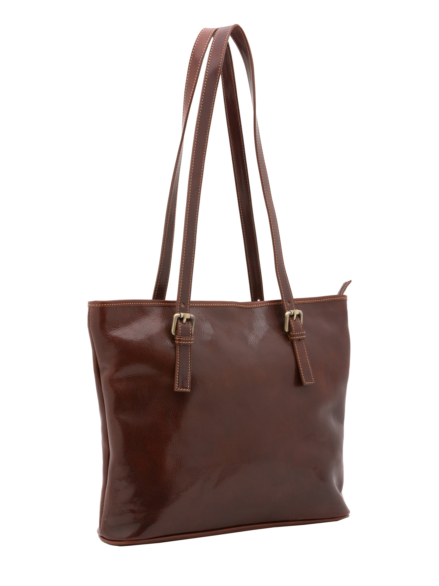 Borsa a spalla da donna 100% vera pelle 5576-Marrone I Fratelli