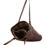 Borsa a spalla da donna 100% vera pelle 5576-Marrone I Fratelli