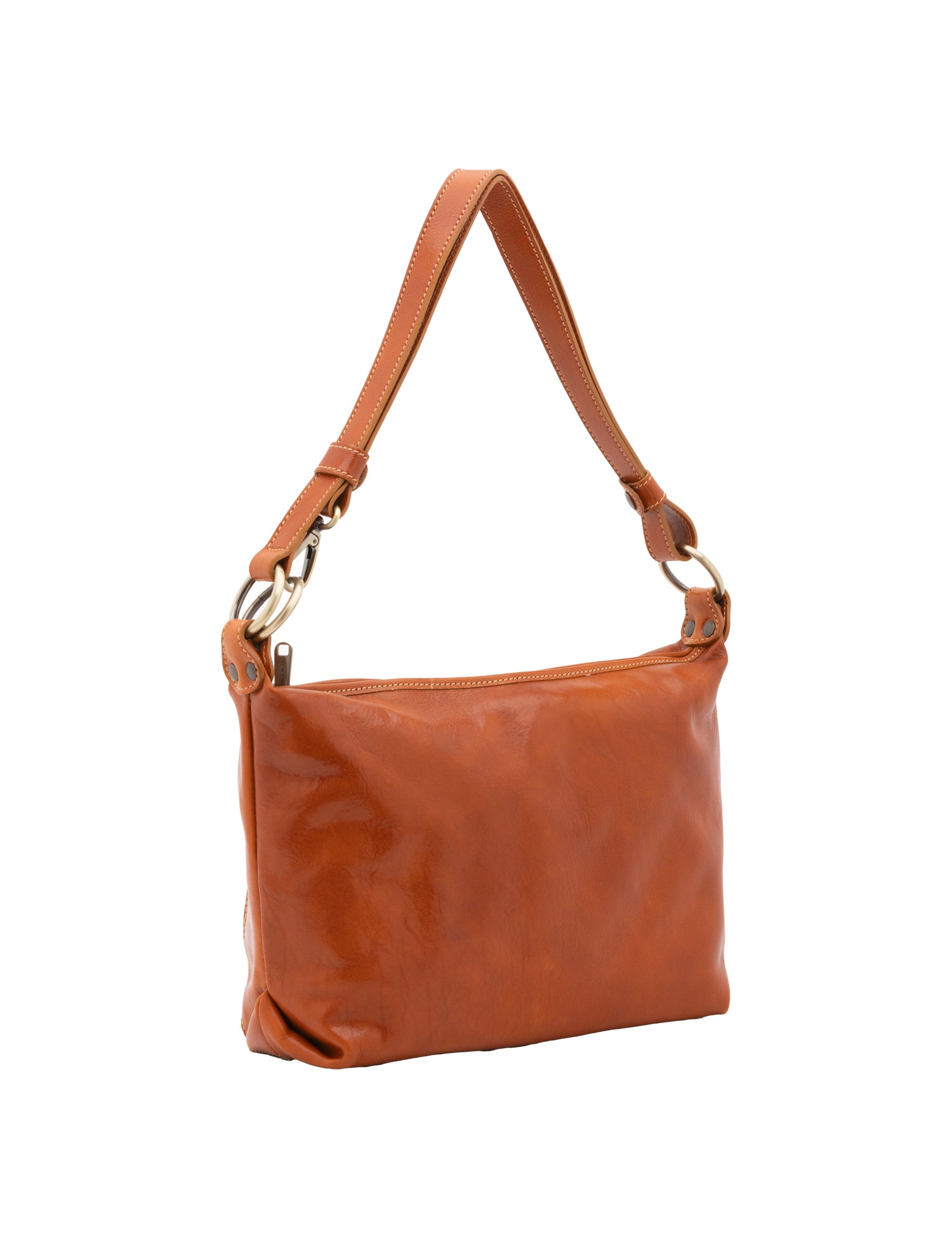 Borsa a spalla da donna 100% pelle 5578-Cognac I Fratelli