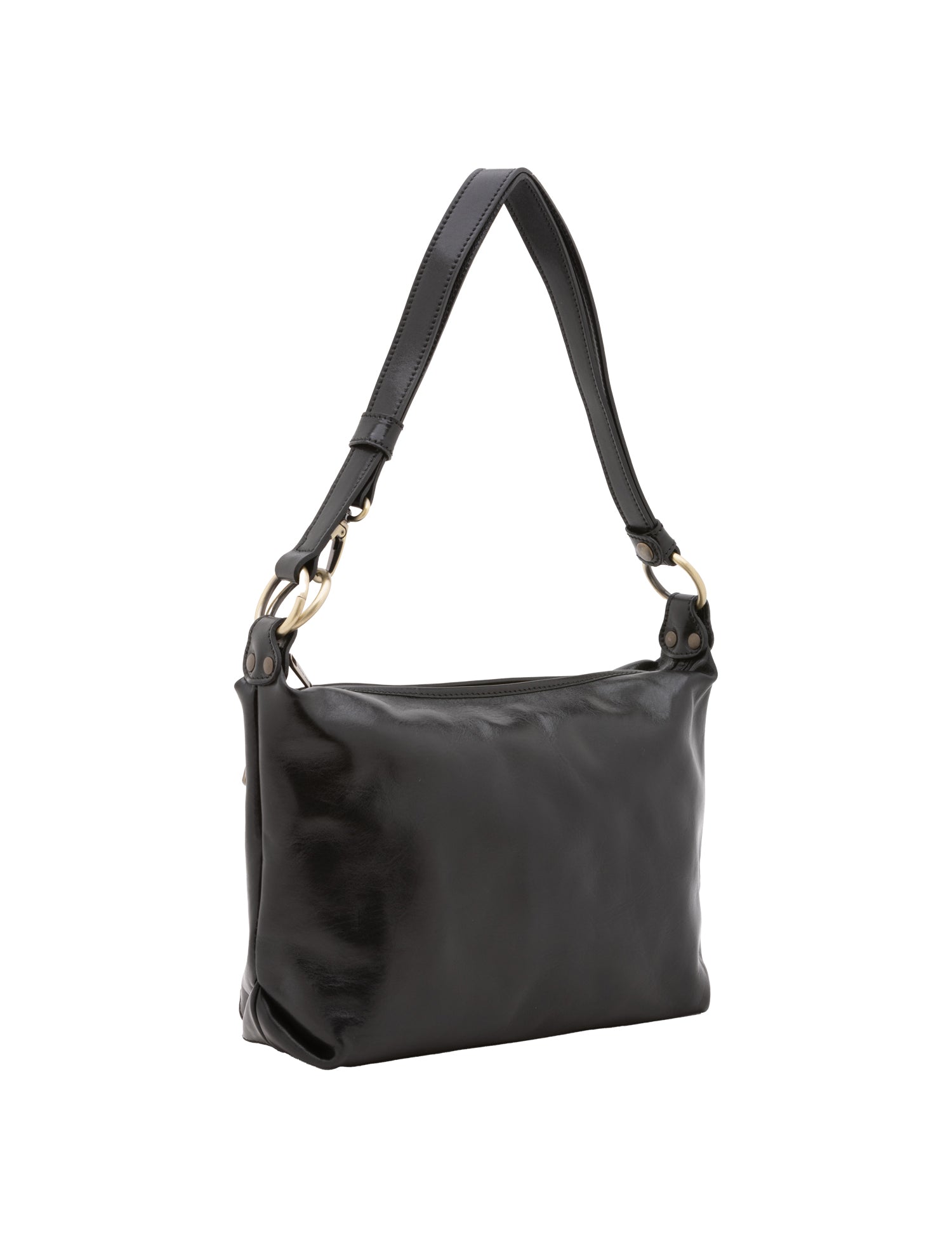 Borsa a spalla da donna 100% pelle 5578-Nero I Fratelli