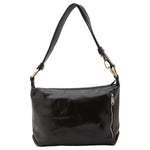 Borsa a spalla da donna 100% pelle 5578-Nero I Fratelli