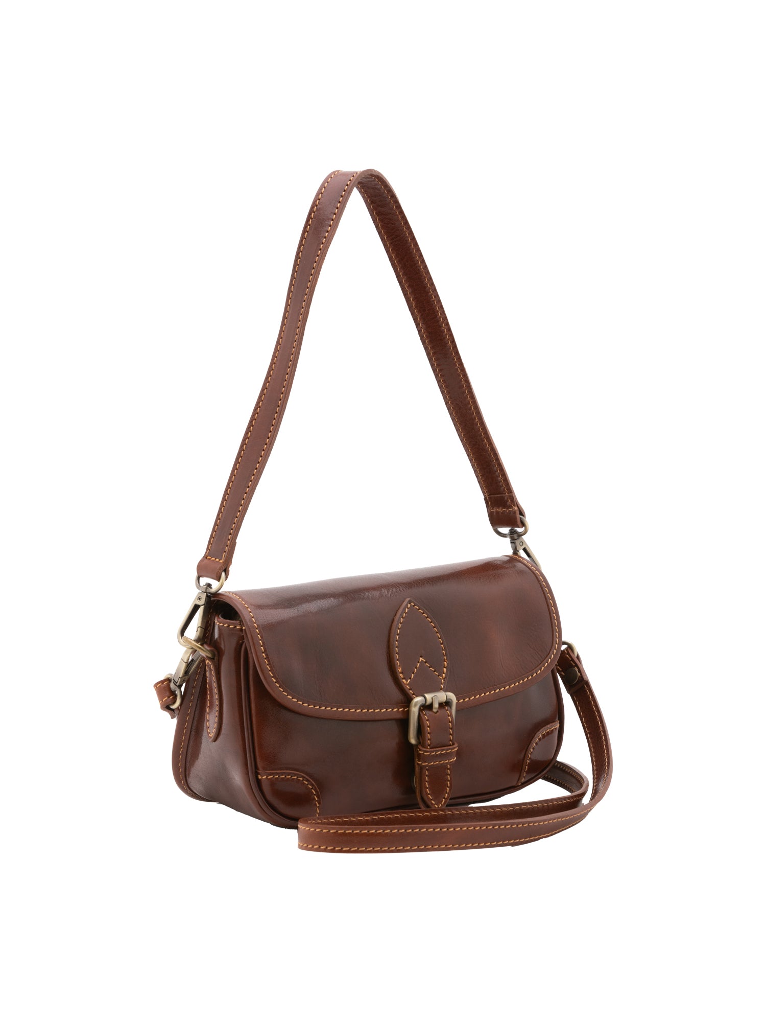 Borsa a tracolla da donna Vera pelle 5587-Marrone I Fratelli