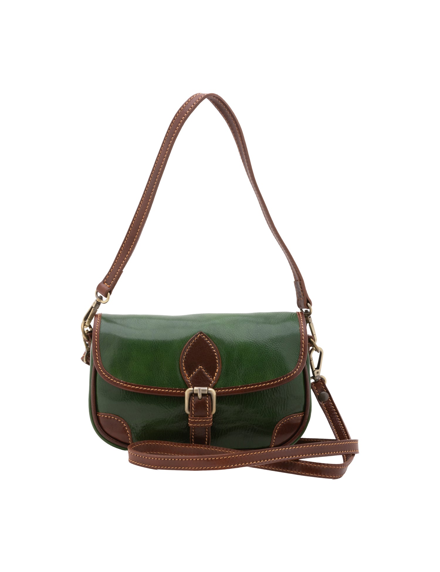 Borsa a tracolla da donna Vera pelle 5587-Verde I Fratelli