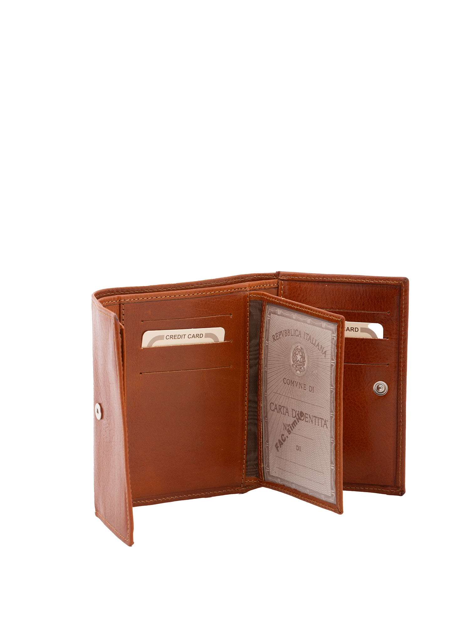 Portafoglio donna in vera pelle Made in Italy 5594-Cognac I Fratelli