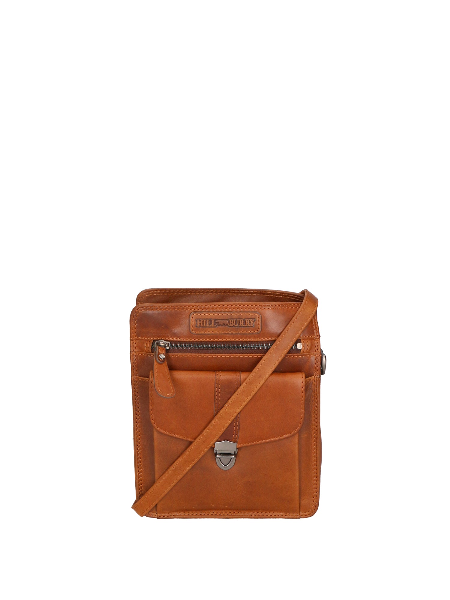 Borsa a tracolla da uomo in vera pelle RFID HILB-3339-CUOIO Hill Burry