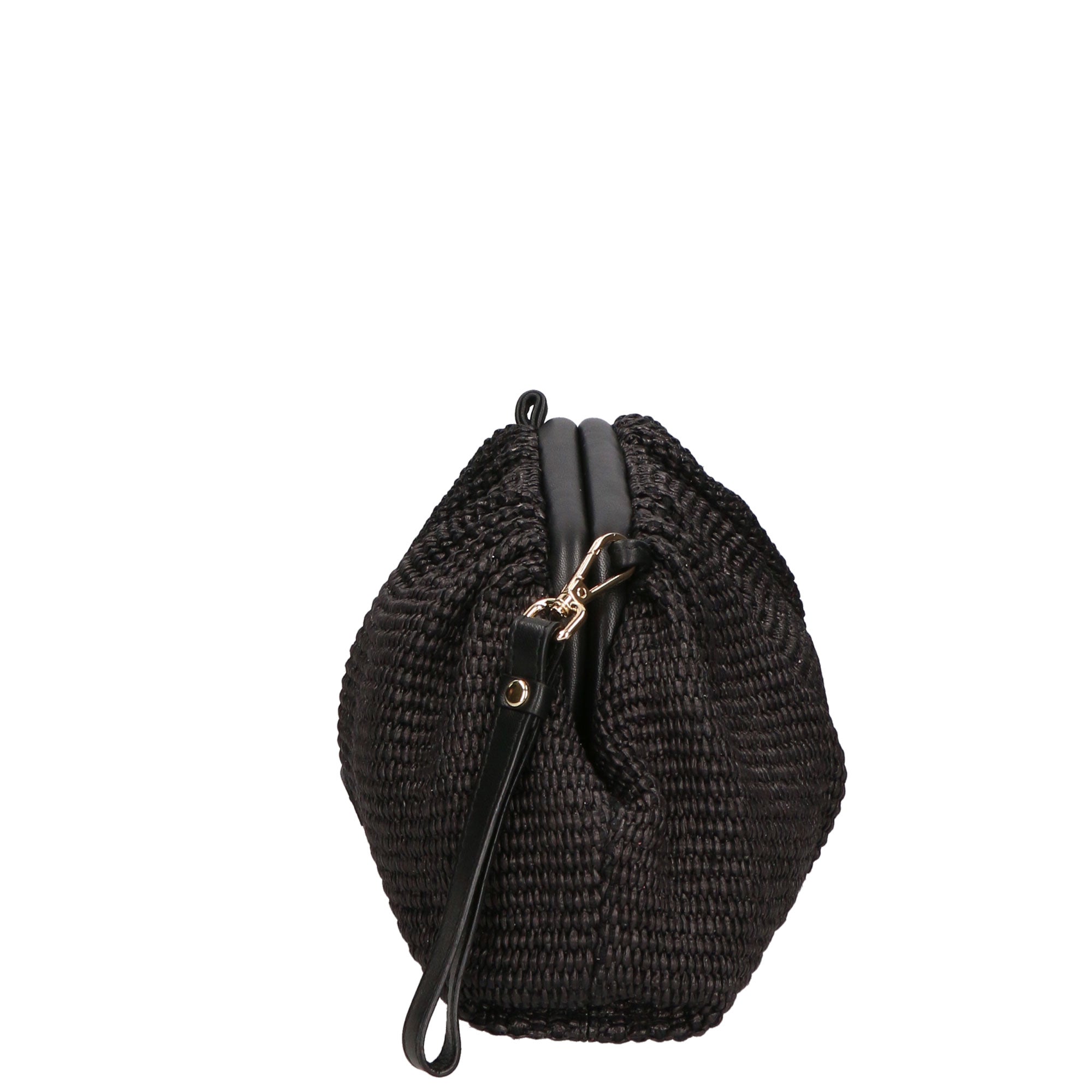 Borsa a tracolla da donna Paglia e pelle MYB-7011-SS-NERO 61+12 TABRU My Best Bag